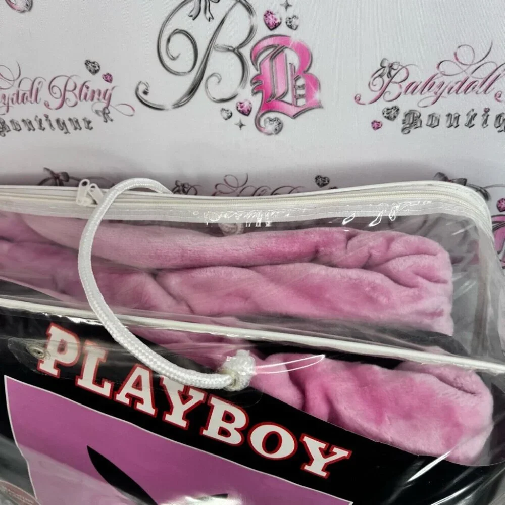 Playboy bunny blanket throw black Pink Luxury Plush Blanket furry fuzzy soft